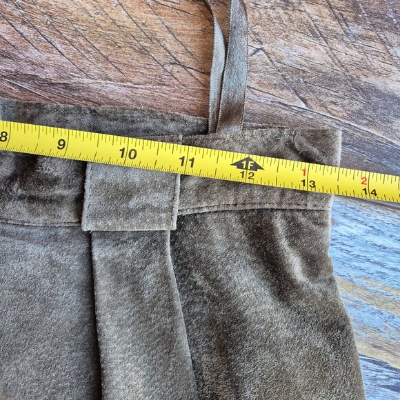 Vintage Harve Benard Holtzman Suede Pleated Maxi Skirt Pocket Olive Green - Picture 11 of 12